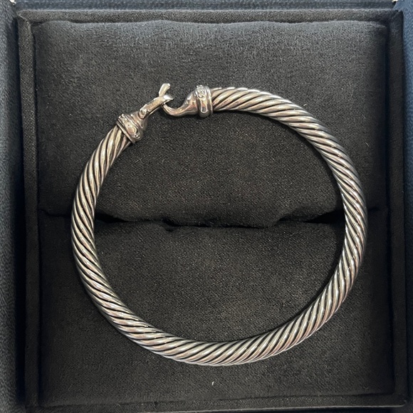 David Yurman Diamond Buckle Classic Cable Bracelet 5mm - Sterling Silver - Picture 9 of 14